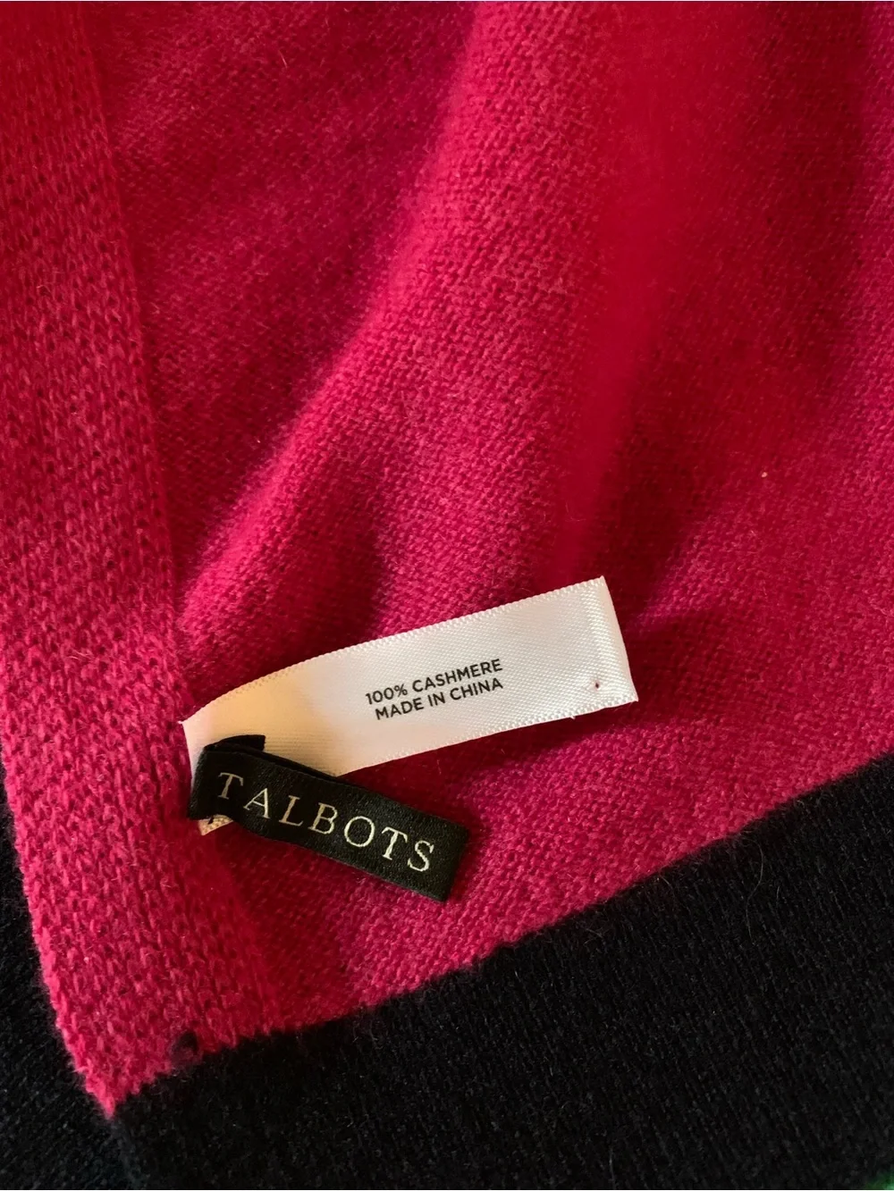 Talbots Green and Burgundy Colorblock Wrap Scarf